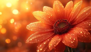 Orange Flower Water Droplets Desktop Background, Free Mobile Wallpaper 4K