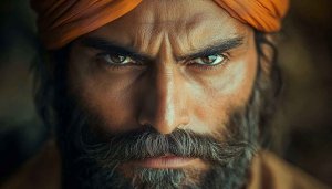 Fierce Warrior Portrait 4K Mobile Wallpaper Strong Gaze Free Image