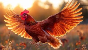 Flying Rooster 4K Wallpaper - Free Animal Farm Desktop Background