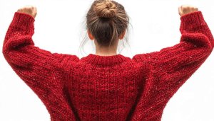 Girl In Red Sweater Mobile Wallpaper, Free Back View Image