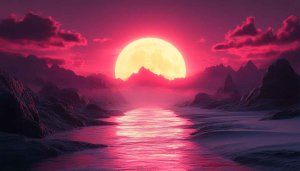 Pink Moon River Landscape - Free Mobile and Desktop Wallpaper