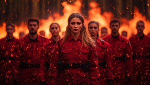 Red Suit Army Fire Sparkles Mobile Wallpaper Free Background