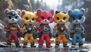 Cute Animal Astronaut Team 4K Desktop Wallpaper Background for PC