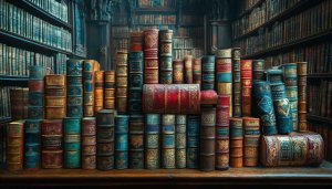 Antique Books Library Aesthetic Wallpaper, 4K Desktop Backgrounds