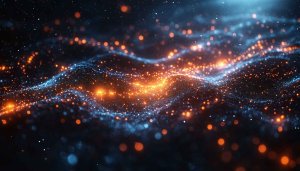 Abstract Space Particles 4K Desktop Wallpaper, Orange and Blue