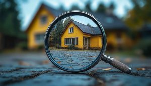 Magnifying Glass Yellow House Real Estate Wallpaper 4K Mobile Background