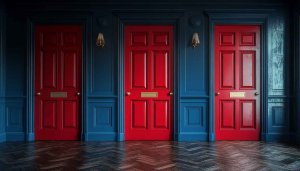 Elegant Red Doorway Room Aesthetic 4K Mobile Desktop Wallpaper