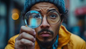 Investigator with Magnifying Glass Free Wallpaper, Detective Aesthetic Background