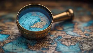 Antique World Map Under Magnifying Glass HD Wallpaper