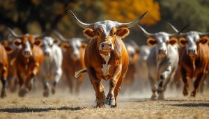 Texas Longhorn Cattle Herd Running 4K Desktop Mobile Wallpaper