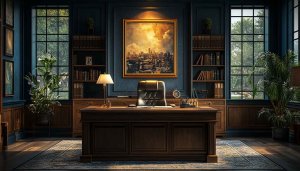 Luxurious Office Interior 4K Wallpaper - Home Office Background