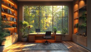 Home Office Forest View 4K Desktop Wallpaper - Free Background