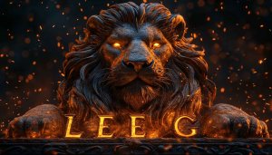 Lion Statue with Glowing Eyes Free 4K Desktop Background Wallpaper