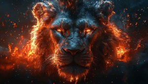 Fiery Lion 4K Wallpaper, Animal Background, Free Desktop Wallpaper