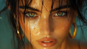Wet Woman Face Close-up Wallpaper for Mobile Phone Backgrounds