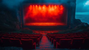 Dramatic Theatre Stage Red Lighting HD Desktop Mobile Background