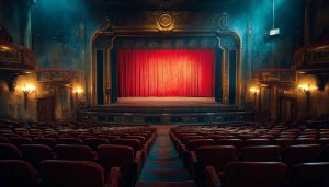 Vintage Theater Red Curtain Stage 4K Desktop Wallpaper Background