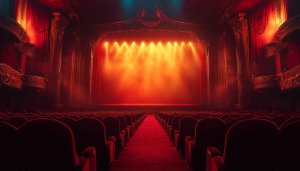 Red Theater Stage 4K Desktop Background for Drama Enthusiasts