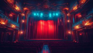 Grand Theater Stage Wallpaper, Empty Auditorium 4K Desktop Background