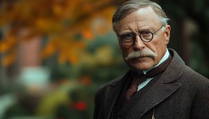 Portrait of Elderly Man with Moustache Desktop Background Wallpaper