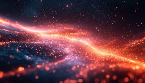 4K Abstract Galaxy Sparkles Desktop Background, Red Glowing Particles Wallpaper