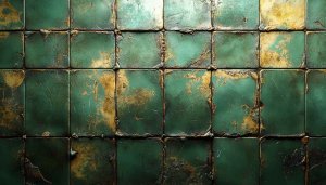Aged Green Gold Tile Texture 4K Desktop Mobile Background