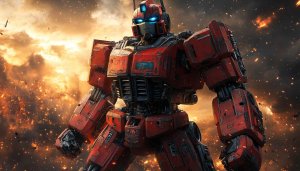 Red Robot Transformer 4K Wallpaper for Desktop and Mobile