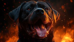 Fiery Rottweiler Dog Portrait 4K Desktop Wallpaper Free Mobile Background
