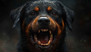 Aggressive Rottweiler Dog Mobile Wallpaper Close-Up Canine Teeth