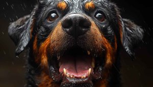 Rottweiler Dog Wallpaper: Wet Fur Puppy Desktop Background