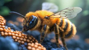 Detailed Honey Bee Macro Wallpaper for Desktop Mobile Background