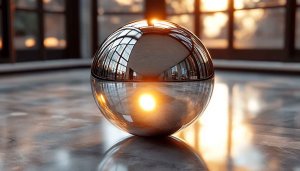 Reflecting Metallic Sphere Free Desktop Wallpaper, Shiny Ball Backgrounds