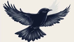 Artistic Black Raven Flying Wings Open Mobile Background Wallpaper