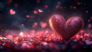 Romantic Glitter Heart Mobile Wallpaper, Valentine's Day Background 4K