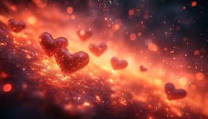 Sparkling Red Hearts Aesthetic Valentine's Day Mobile Wallpaper Background