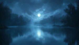 Mystical Moonlight Lake Wallpaper, Full Moon Serenity 4K Desktop Background