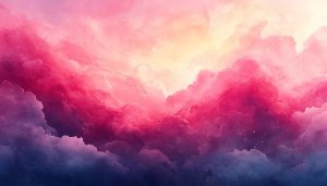 Watercolor Clouds Art Pink Blue 4K Desktop Mobile Wallpaper