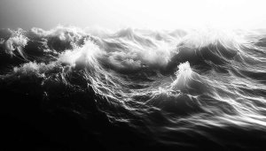 Black White Ocean Waves Wallpaper, Monochrome Sea Background, Desktop Mobile