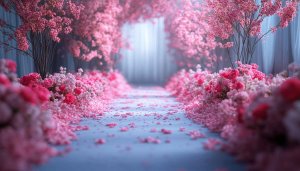 Pink Flower Path 4K Desktop Wallpaper for Spring Season