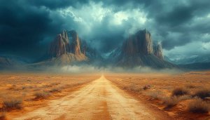 Desert Road and Mountain Wallpaper, 4K Desktop Background, Mobile Wallpaper
