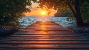 Scenic Lake Sunset 4K Desktop Wallpaper - Free Ocean Background