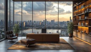 Luxury Office Cityscape View 4K Desktop Wallpaper Background Free