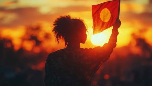 Golden Hour Silhouette Waving Flag Mobile Wallpaper Background Free