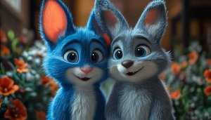 Cartoon Rabbits Illustration Free Mobile Wallpaper for Easter Background