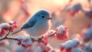 Cute Bluebird Winter Blossom Tree Branch Free Mobile Wallpaper