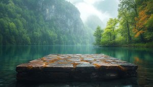 Lake and Forest Mobile Wallpaper, Natural Green Scenery Background