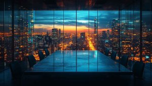 Office View Cityscape 4K Desktop Backgrounds Evening Skyline Wallpaper