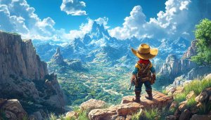 Fantasy Landscape Wallpaper - Cowboy Overlook Mobile Desktop Background 4K