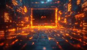 Orange Glowing Circuit Board 4K Desktop Background Mobile Wallpaper