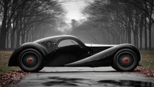 Vintage Black Bugatti Car 4K Desktop Wallpaper Classic Automobile